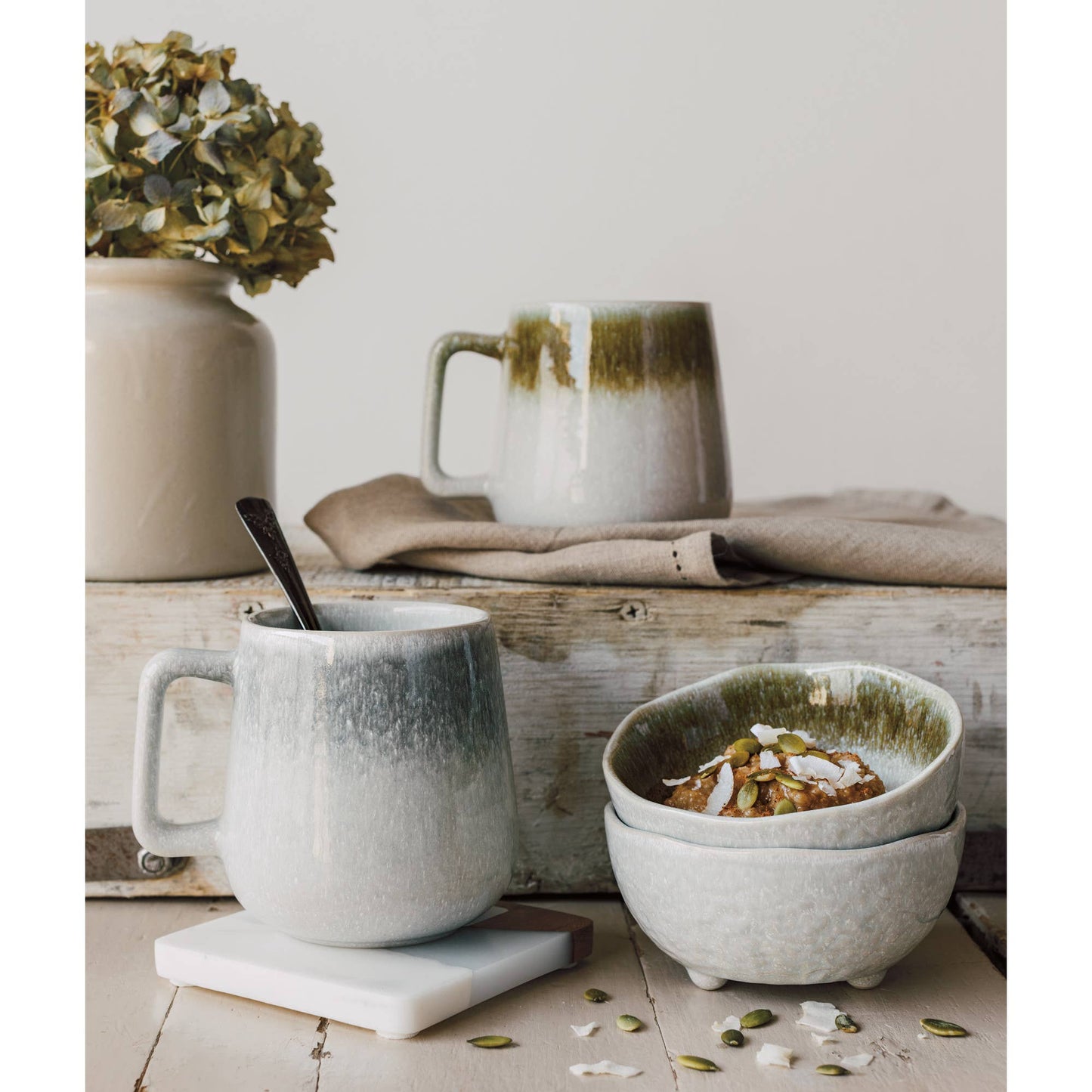 Mineral Mist Gray Reactive Glaze Mug 14oz