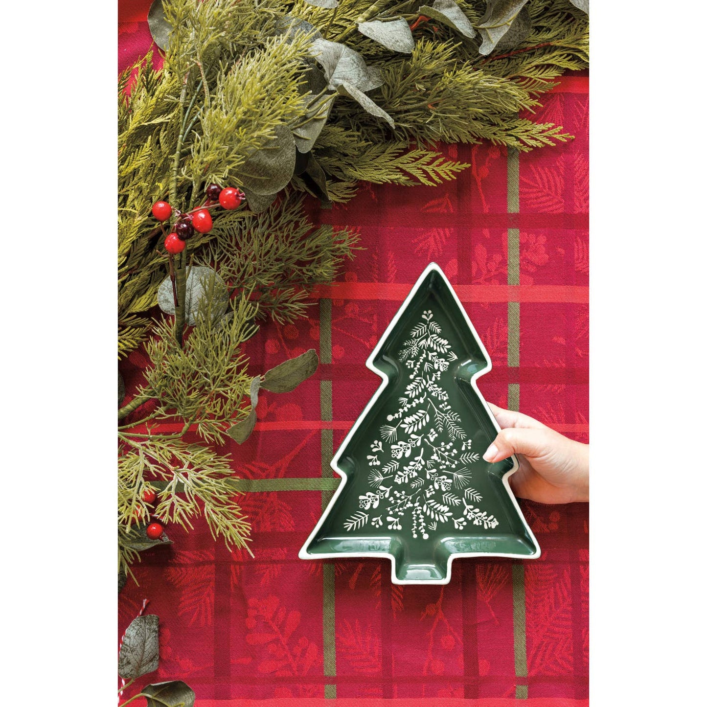 Winterberry Shaped Christmas Tray