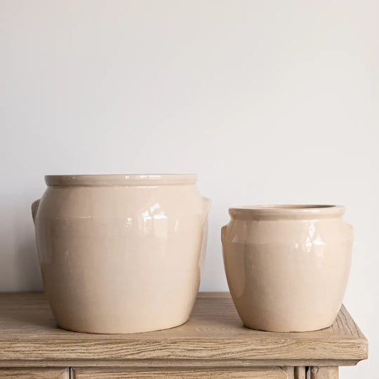 French Replica Cream Glazed Confit Crock Pot