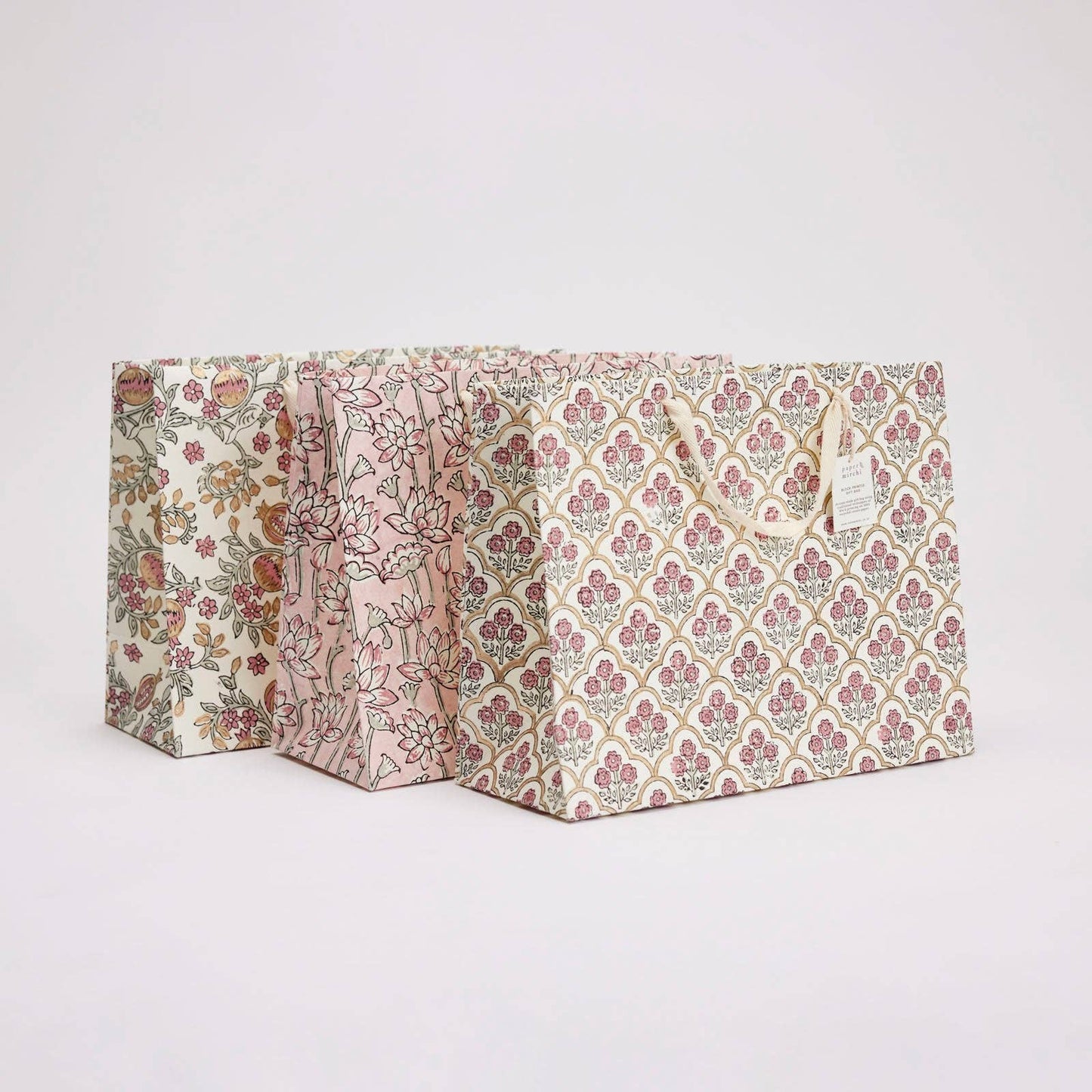 Block Printed Gift Bags (Large) - Pink Earth - Magnolia Lane co. Home + Garden + Gift