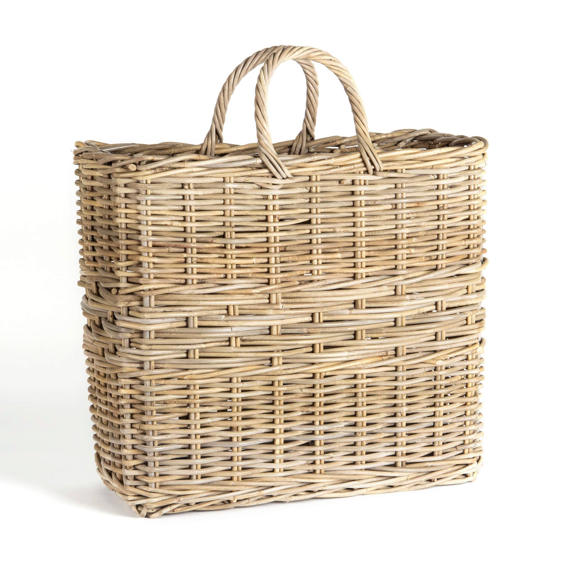 TALL RECT GREY RATTAN BASKET - Magnolia Lane co. Home + Garden + Gift