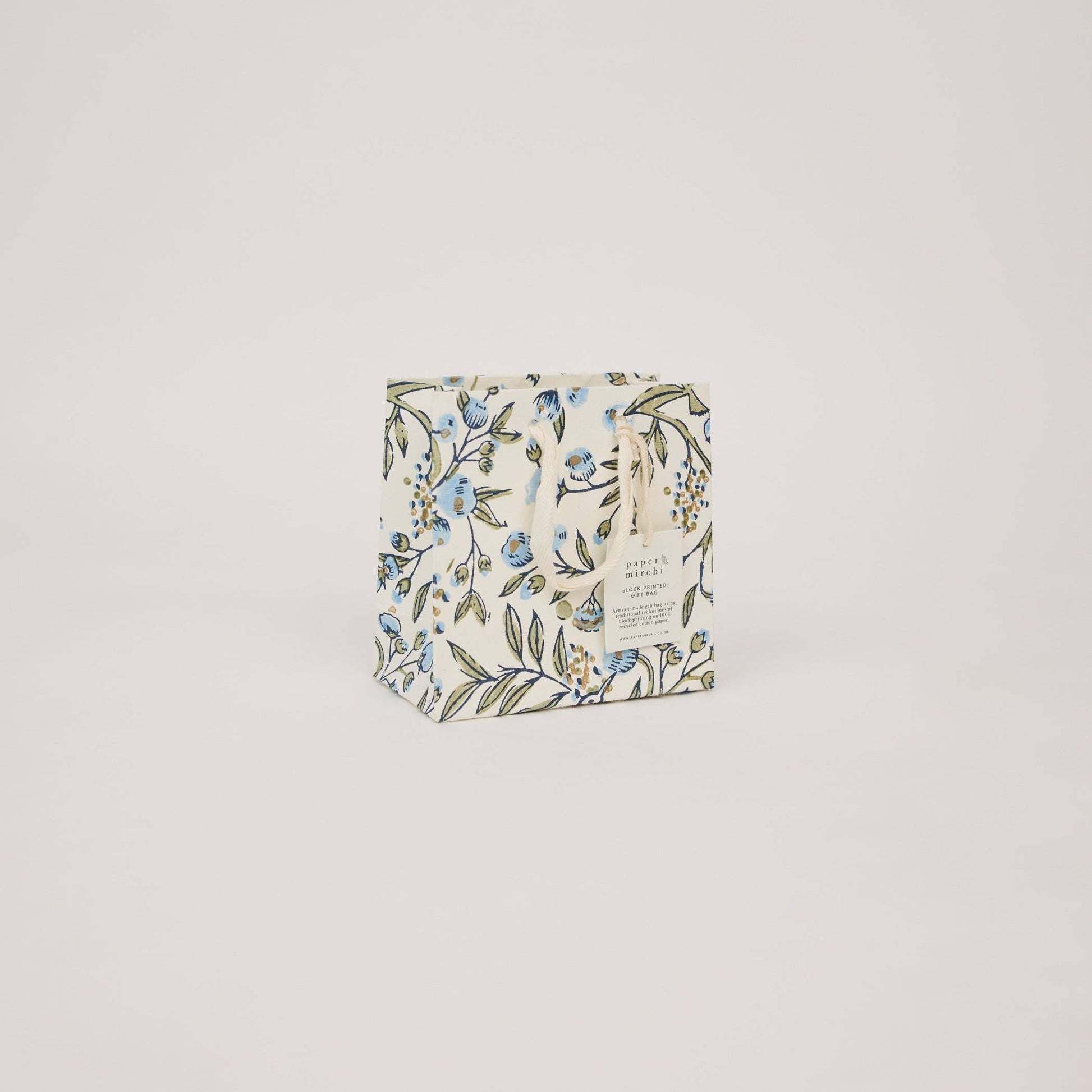Block Printed Gift Bags (Small) - Blue Stone Refresh - Magnolia Lane co. Home + Garden + Gift