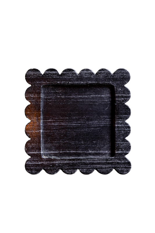 Black Marble Scalloped Tray