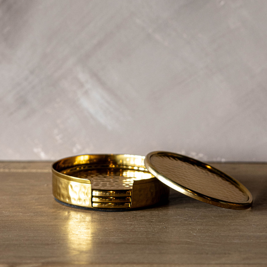 Hammered Aluminum Coasters Set
