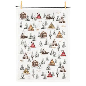 Winter Cabins Kitchen Towel-20x28"L