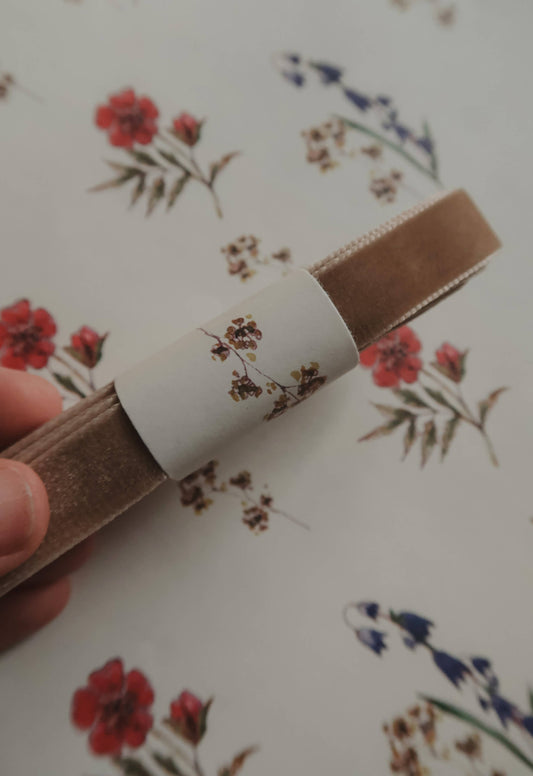 Velvet ribbon LIGHT BROWN length 2,5m/width 16mm