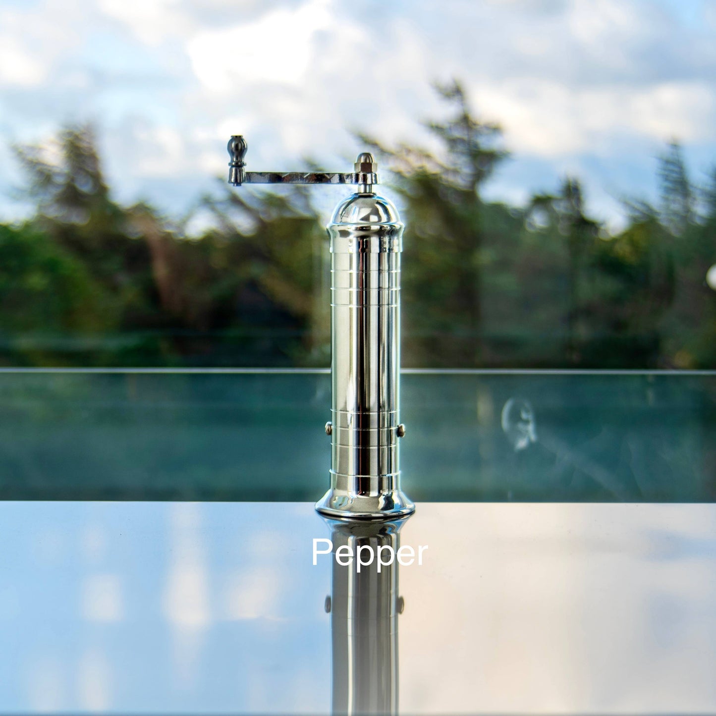 'Chrome Mill' - polished 9" pepper grinder