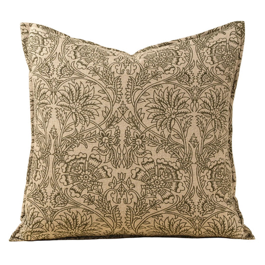 24x24 Floria Linen Pillow, Green
