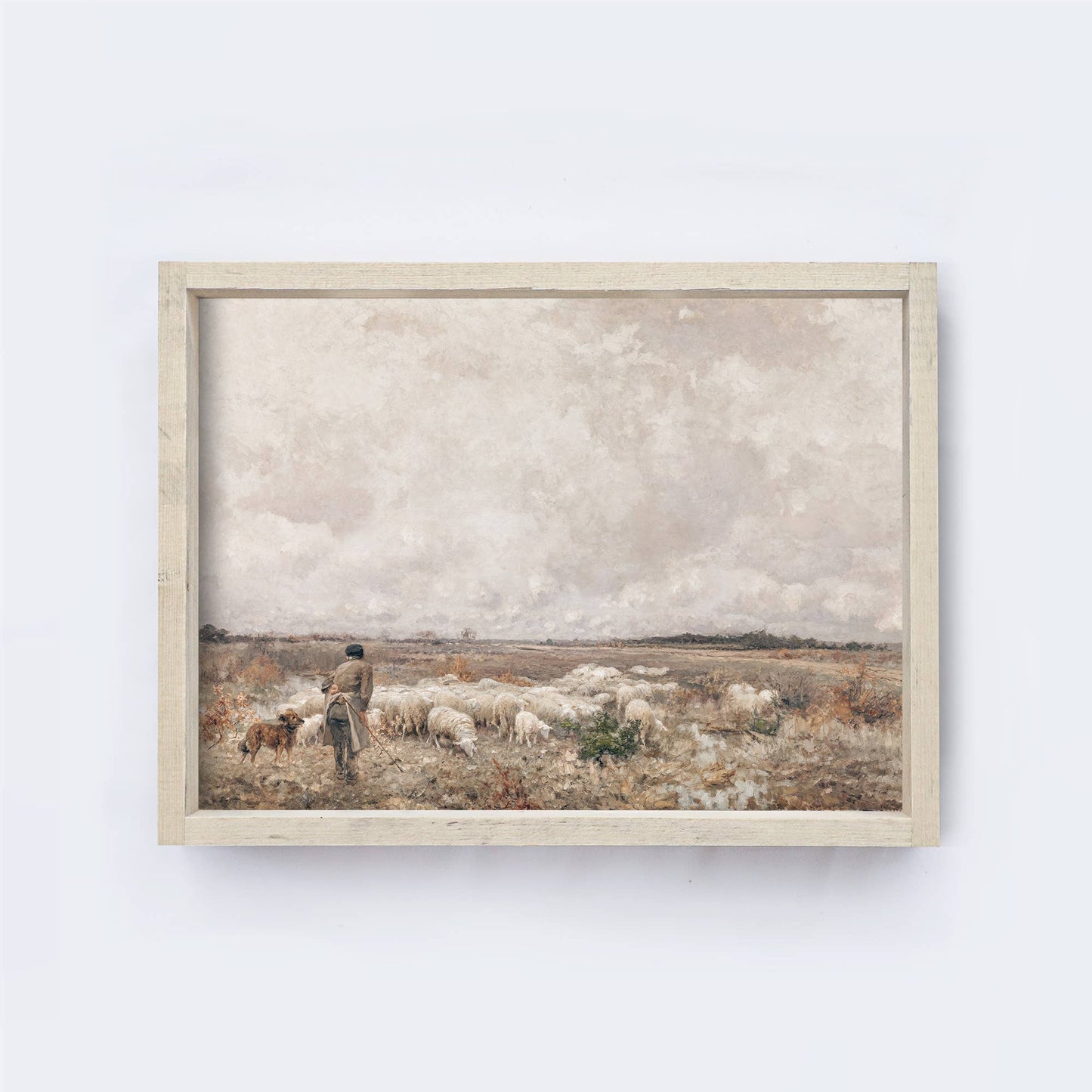 Vintage Print Framed | Landscape Sheep A83