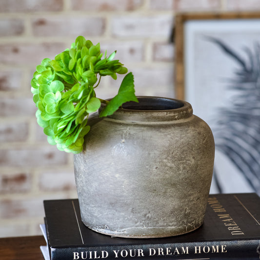 7.9"W ANT. CHARCOAL SQUARE VASE