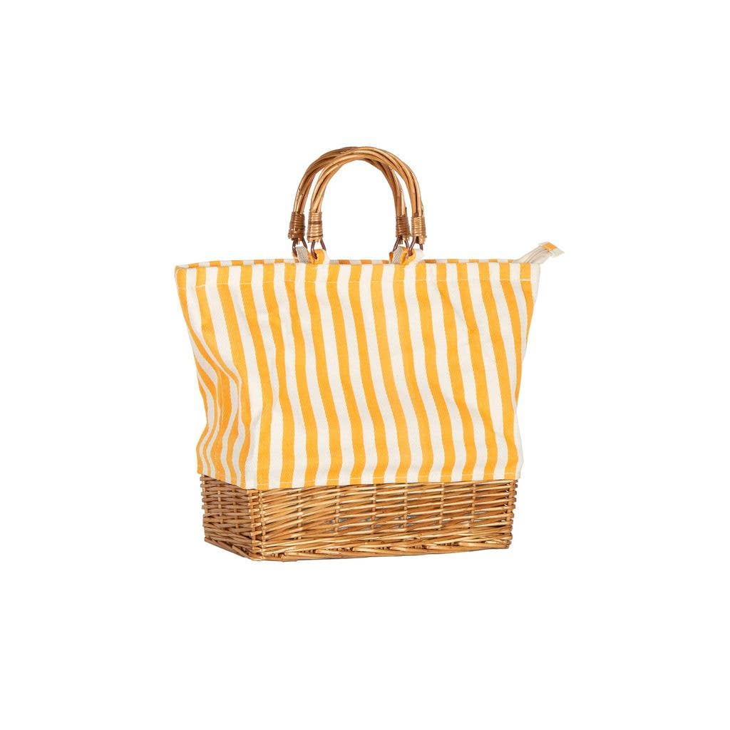 RECTANGULAR WILLOW BASE INSULATED PICNIC BAG YELLOW - Magnolia Lane co. Home + Garden + Gift