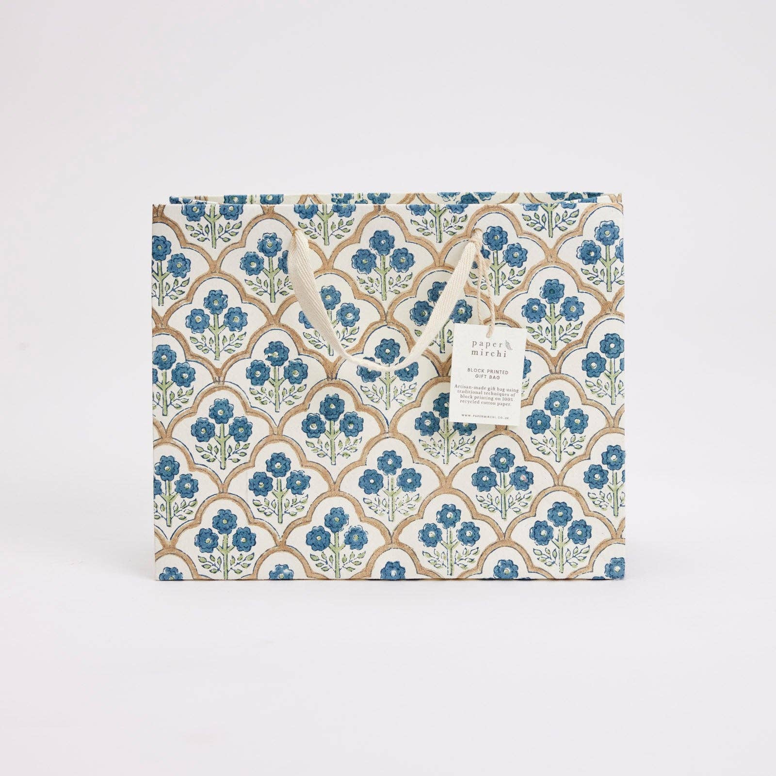 Block Printed Gift Bags (Medium) - Indigo - Magnolia Lane co. Home + Garden + Gift