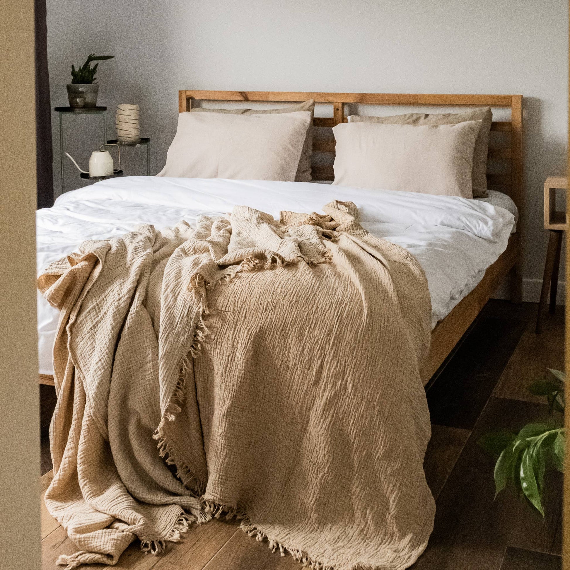 Malvasia Reversible Muslin Gauze Bedspread Blanket Cover W01 - Magnolia Lane co. Home + Garden + Gift