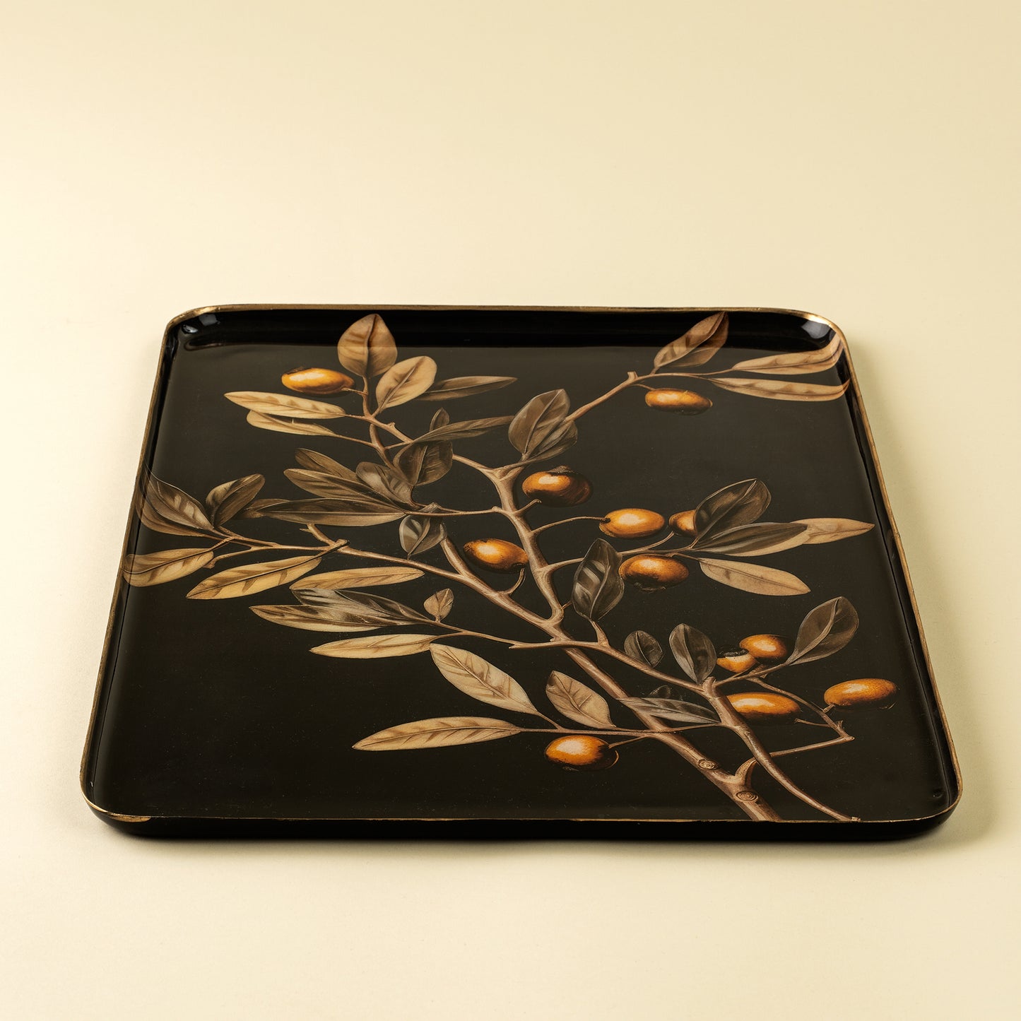 Golden Olive Decorative Enameled Tray XL