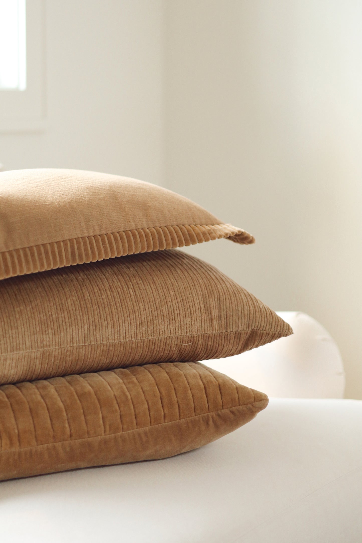 Corded Velvet Edge Pillow, Gold - 21 x 12