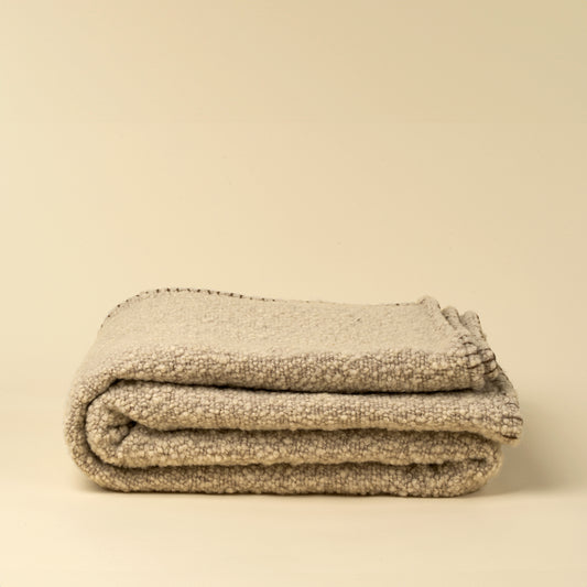 Blanket Stitch Boucle Throw, Natural