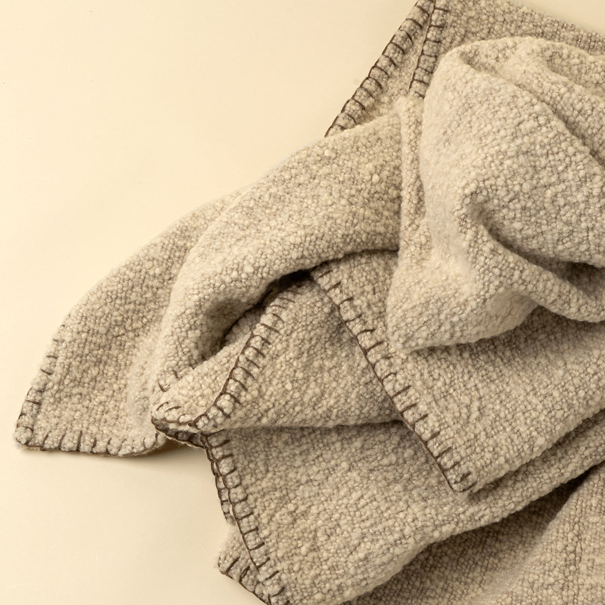 Blanket Stitch Boucle Throw, Natural