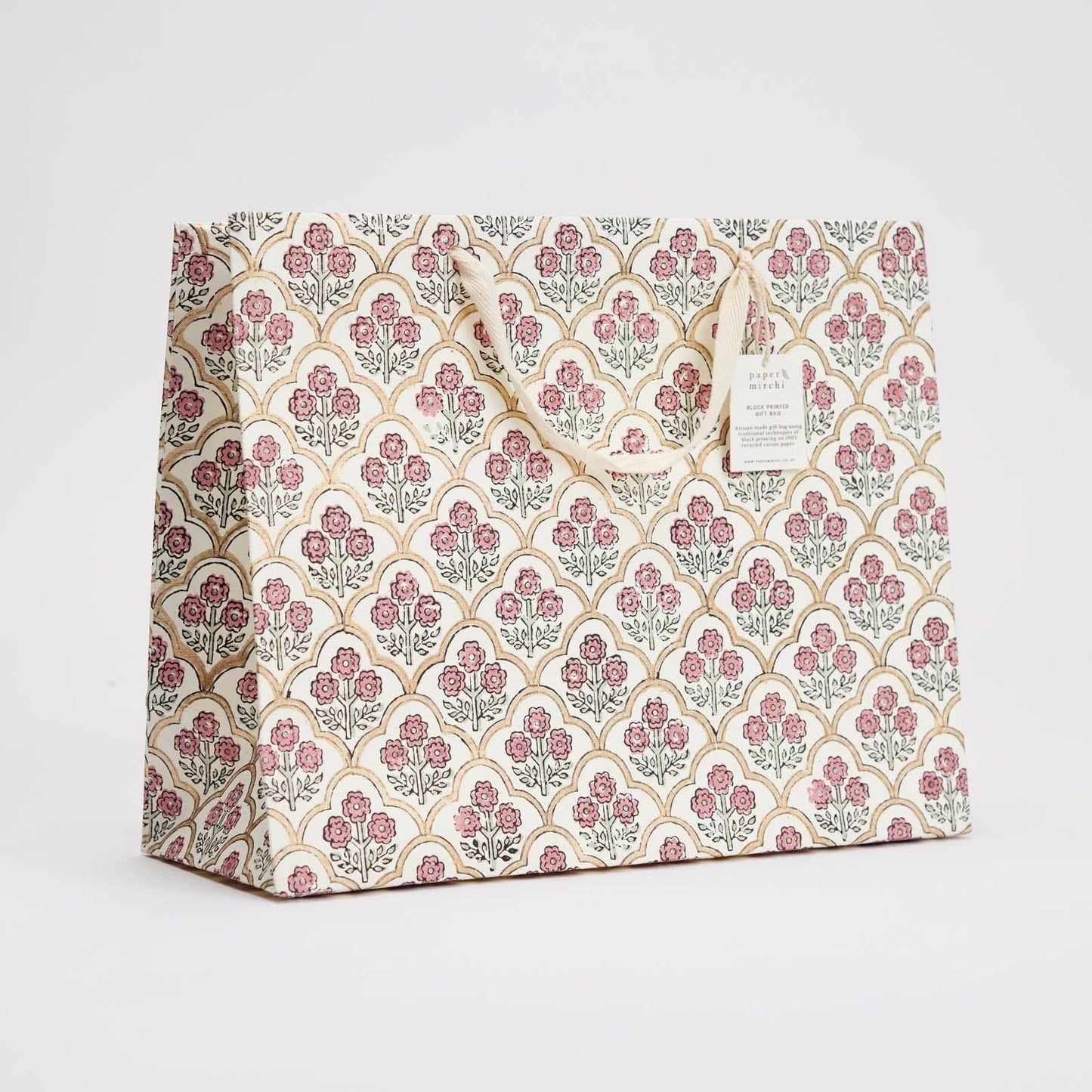 Block Printed Gift Bags (Large) - Pink Earth - Magnolia Lane co. Home + Garden + Gift