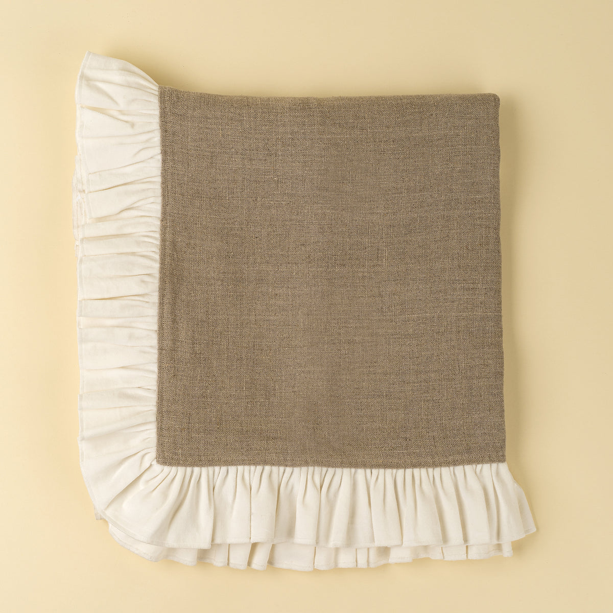 Velvet Ruffle Linen Throw