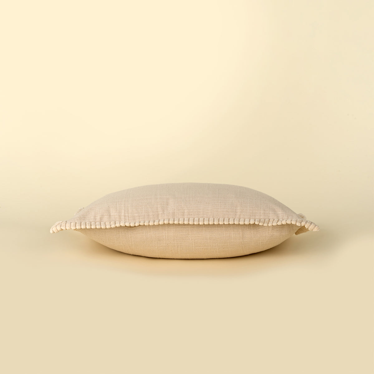 Corded Velvet Edge Pillow, Ivory 21 x 12