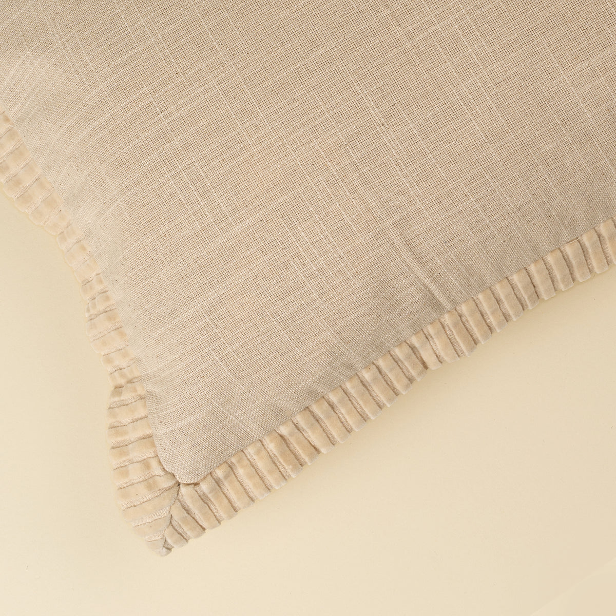 Corded Velvet Edge Pillow, Ivory 21 x 12