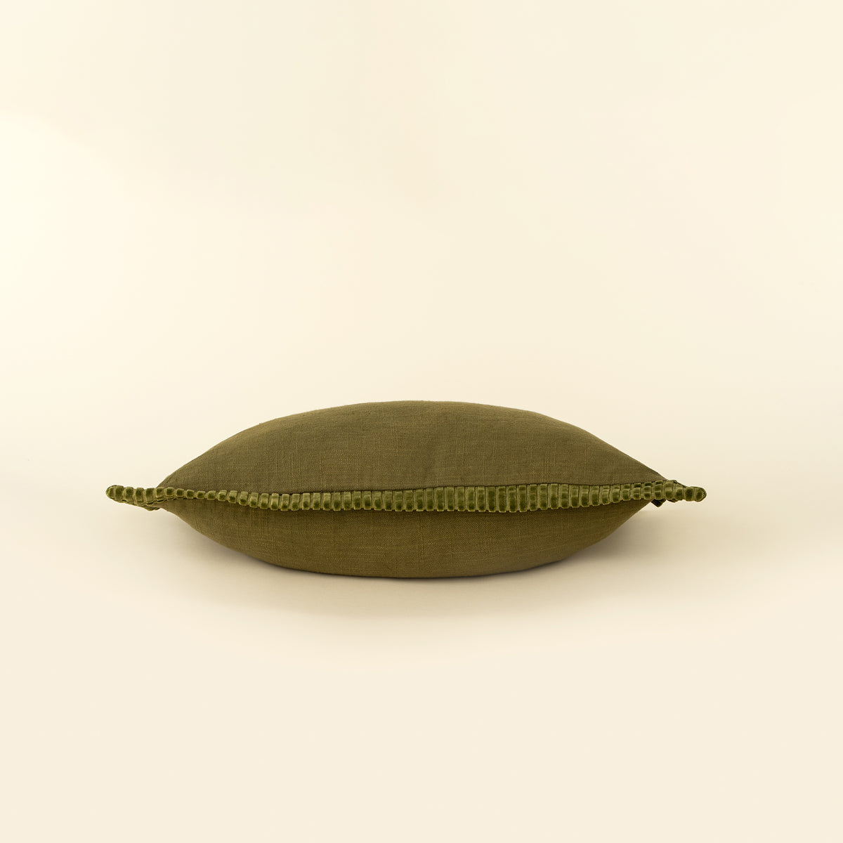 Corded Velvet Edge Pillow, Moss 21 x 12