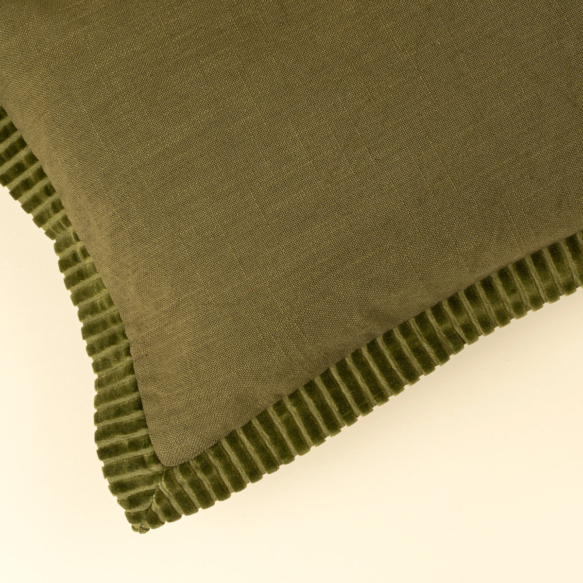 Corded Velvet Edge Pillow, Moss 21 x 12