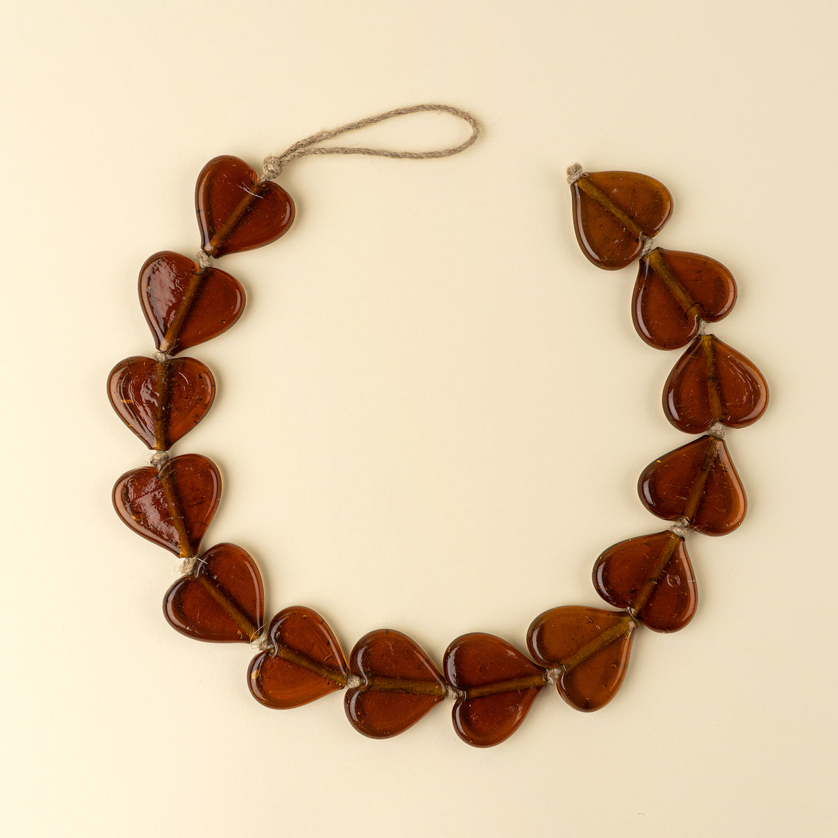Glass Heart Garland, Brown