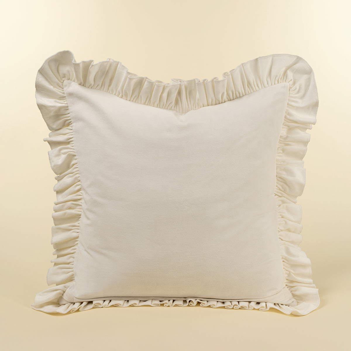 Velvet Ruffle Linen Pillow - 24 x 24
