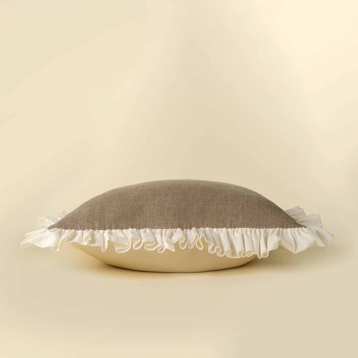 Velvet Ruffle Linen Pillow - 24 x 24