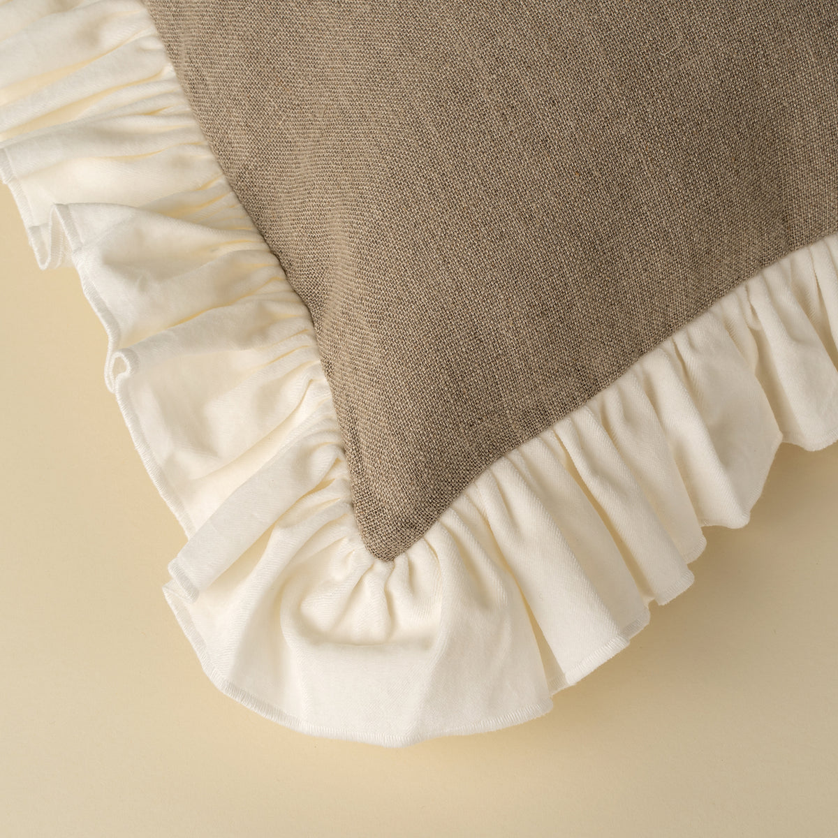 Velvet Ruffle Linen Pillow - 24 x 24