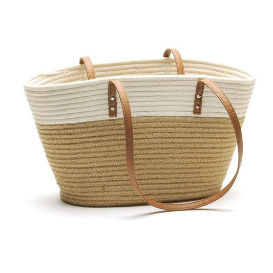 JUTE AND WHITE MARKET BAG