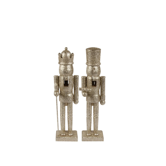 Shimmer Nutcracker Décor Set Of 2 Small Champagne
