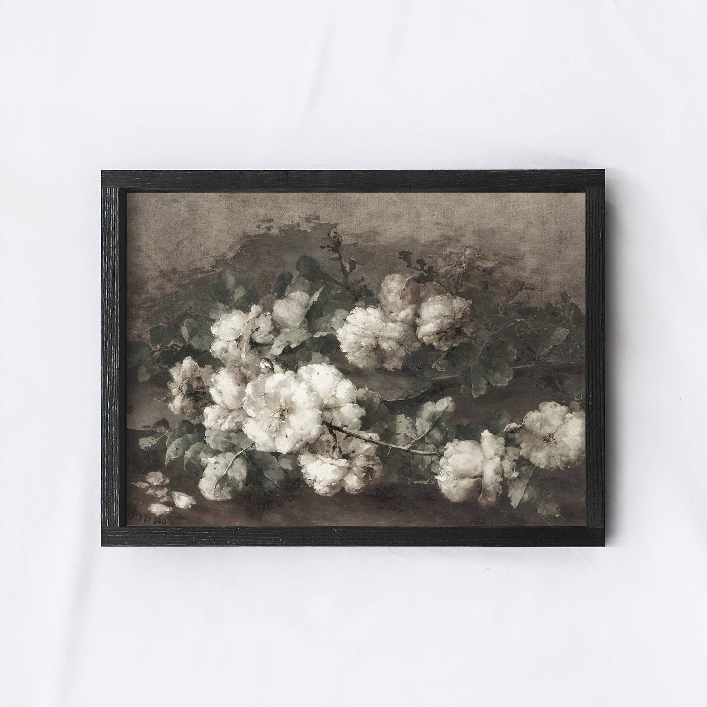 Vintage Print Framed | Dark Flower Wall Painting A109