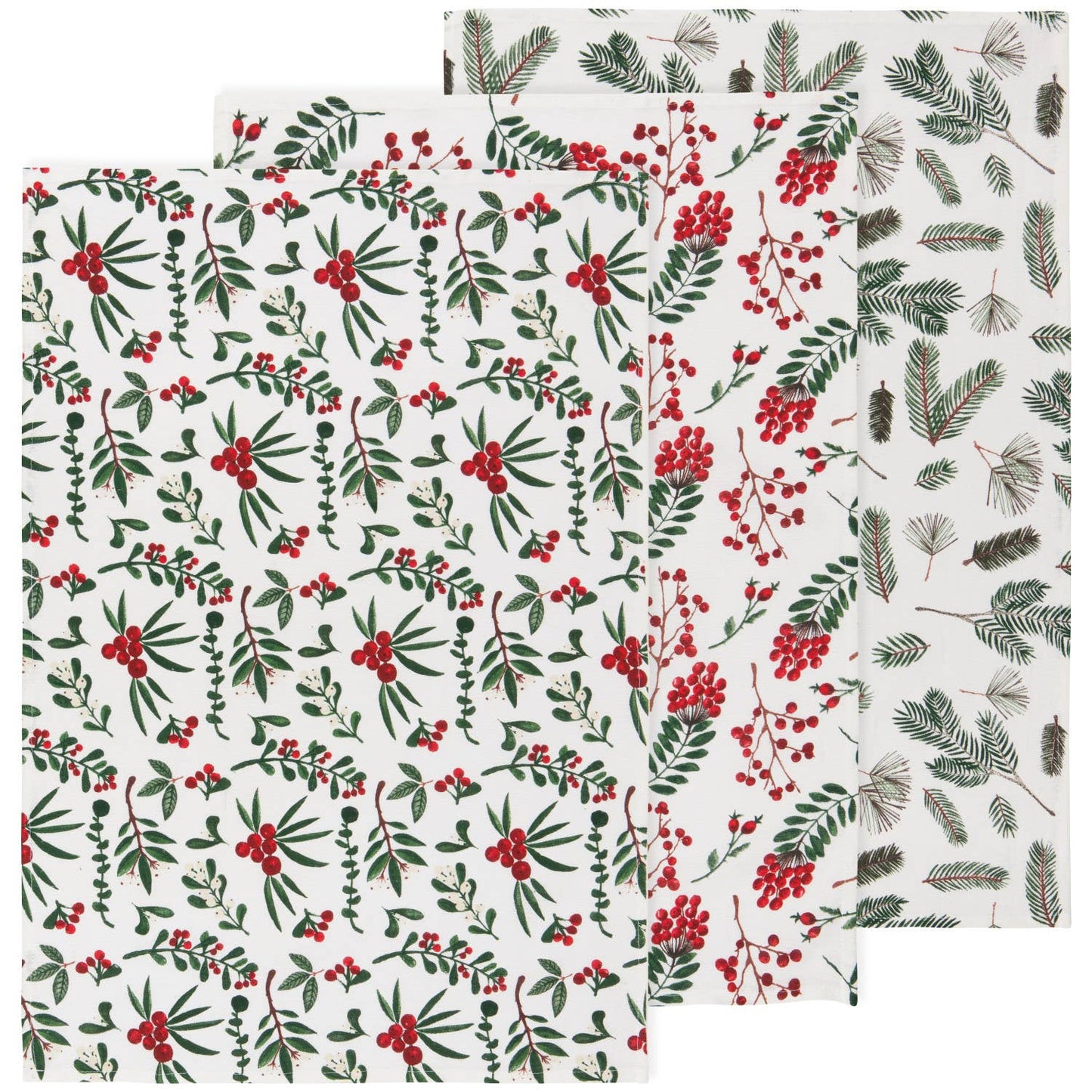 Winterberry Bakers Floursack Christmas Dishtowels 3 Set