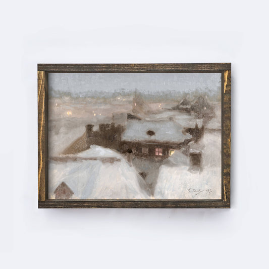 Christmas Print Framed | Winter Village Painting A210