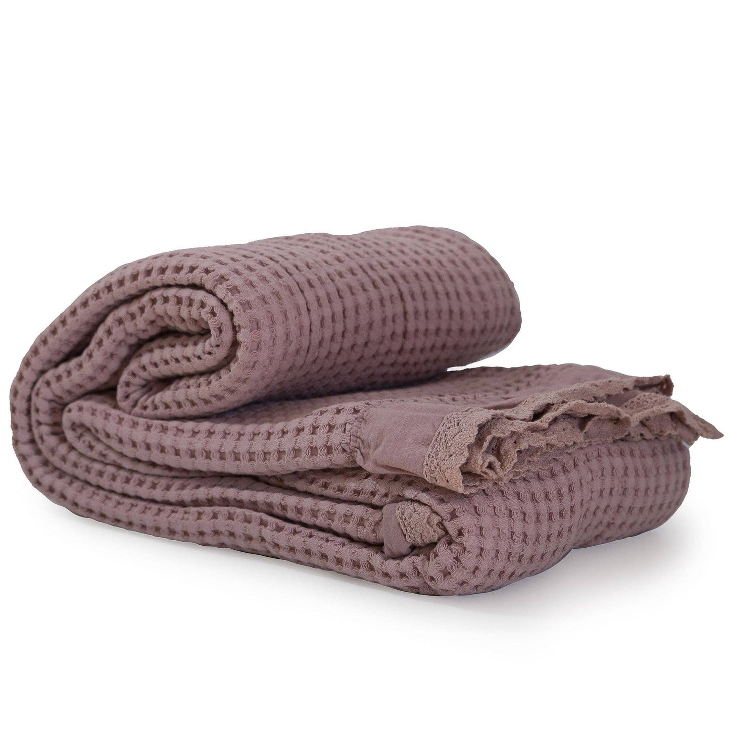 Waffle Blanket with Eyelet Trim Detail