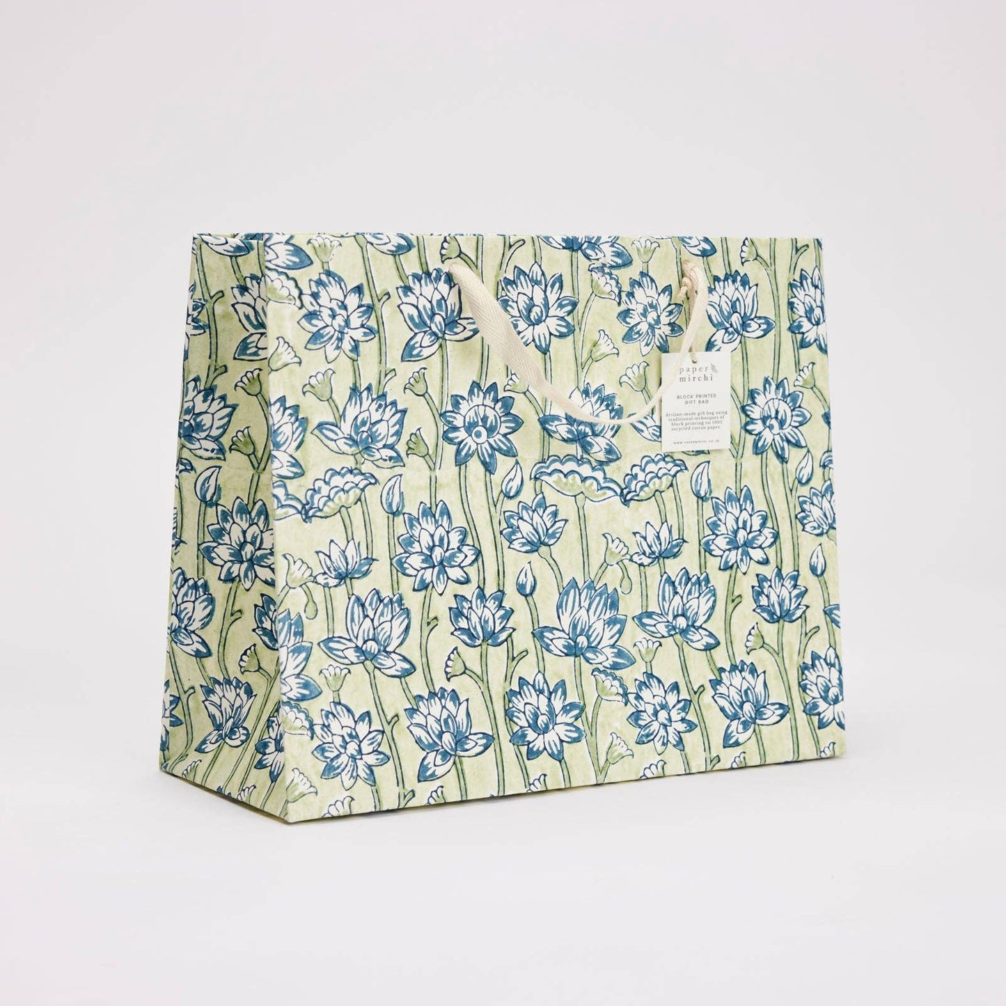 Block Printed Gift Bags (Large) - Indigo - Magnolia Lane co. Home + Garden + Gift