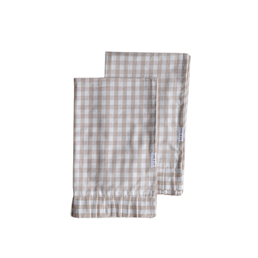 Ruffle Beige Gingham Kitchen Dish Towel - Magnolia Lane co. Home + Garden + Gift
