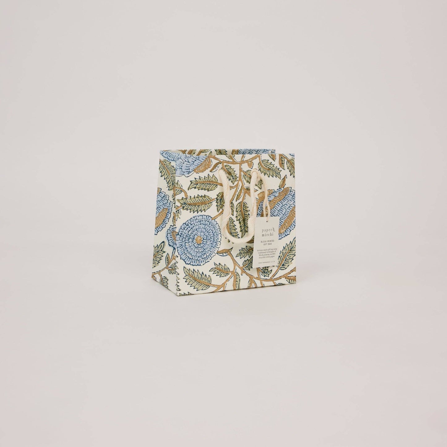Block Printed Gift Bags (Small) - Blue Stone Refresh - Magnolia Lane co. Home + Garden + Gift