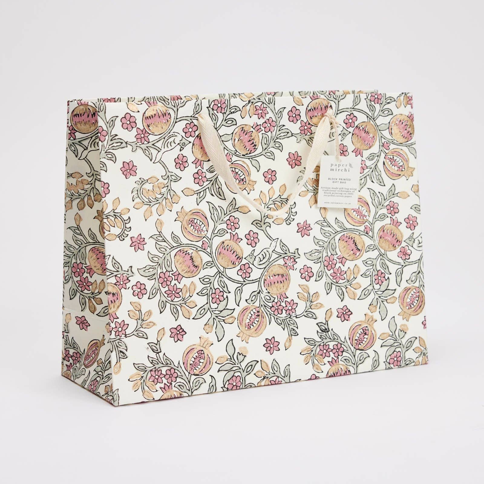 Block Printed Gift Bags (Large) - Pink Earth - Magnolia Lane co. Home + Garden + Gift