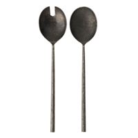 Tides Salad Servers S/2, Tumbled Black