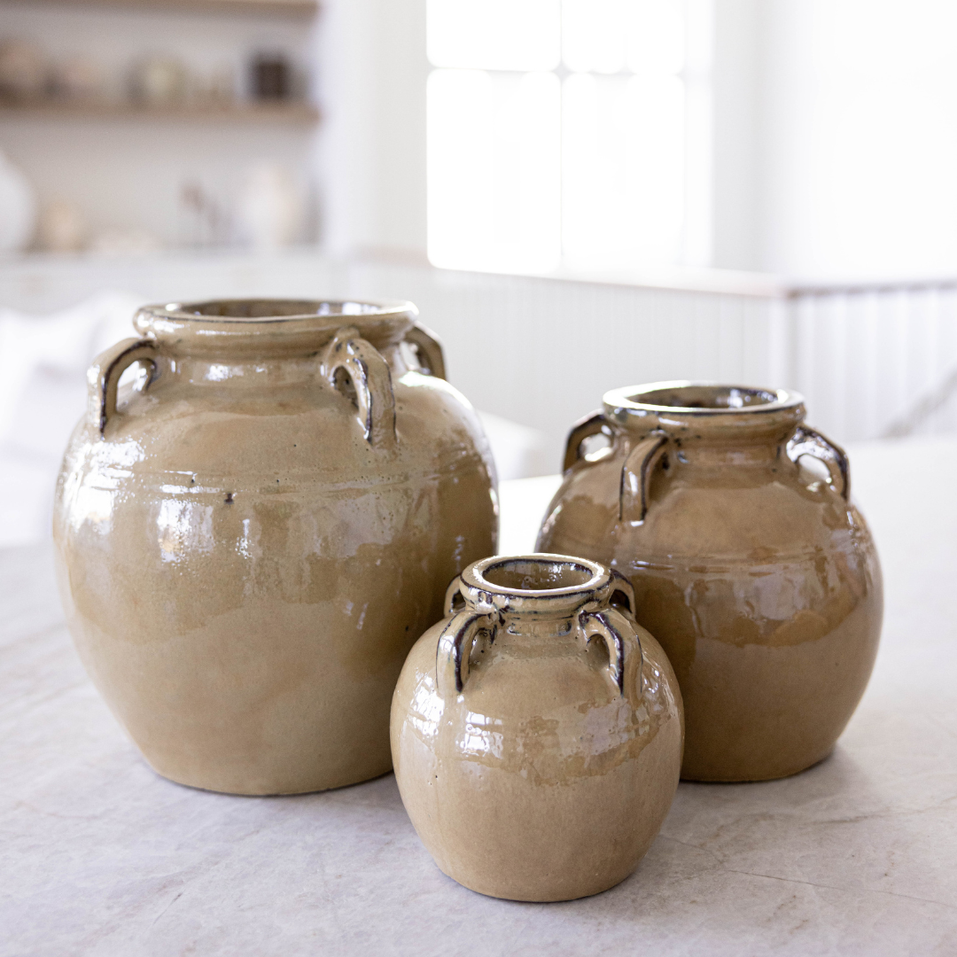 Chevalier Cream Glazed Vase With Handles