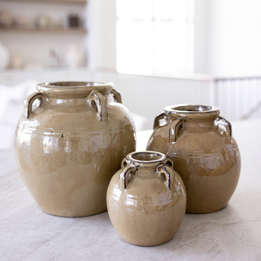 Chevalier Cream Glazed Vase With Handles
