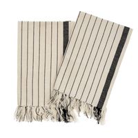 Pinstripe Hammam Hand Towels, Black | Set of 2