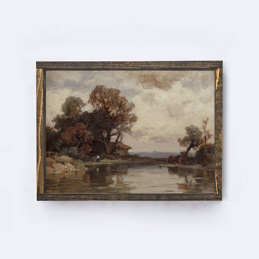 Framed Vintage Landscape Painting | Vintage Print A293