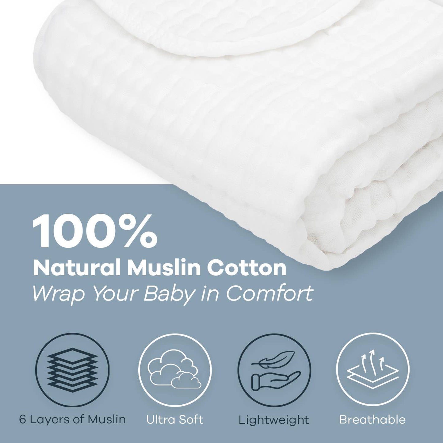 Baby Muslin Cotton Blanket | White
