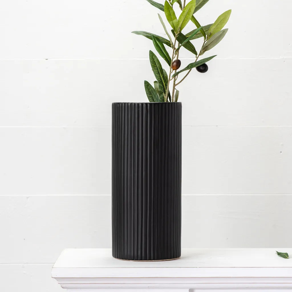 10.6" BLACK LINED VASE - Magnolia Lane co. Home + Garden + Gift