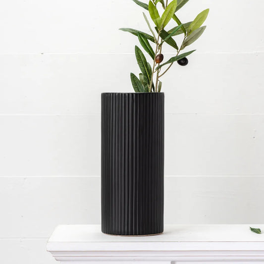 10.6" BLACK LINED VASE - Magnolia Lane co. Home + Garden + Gift