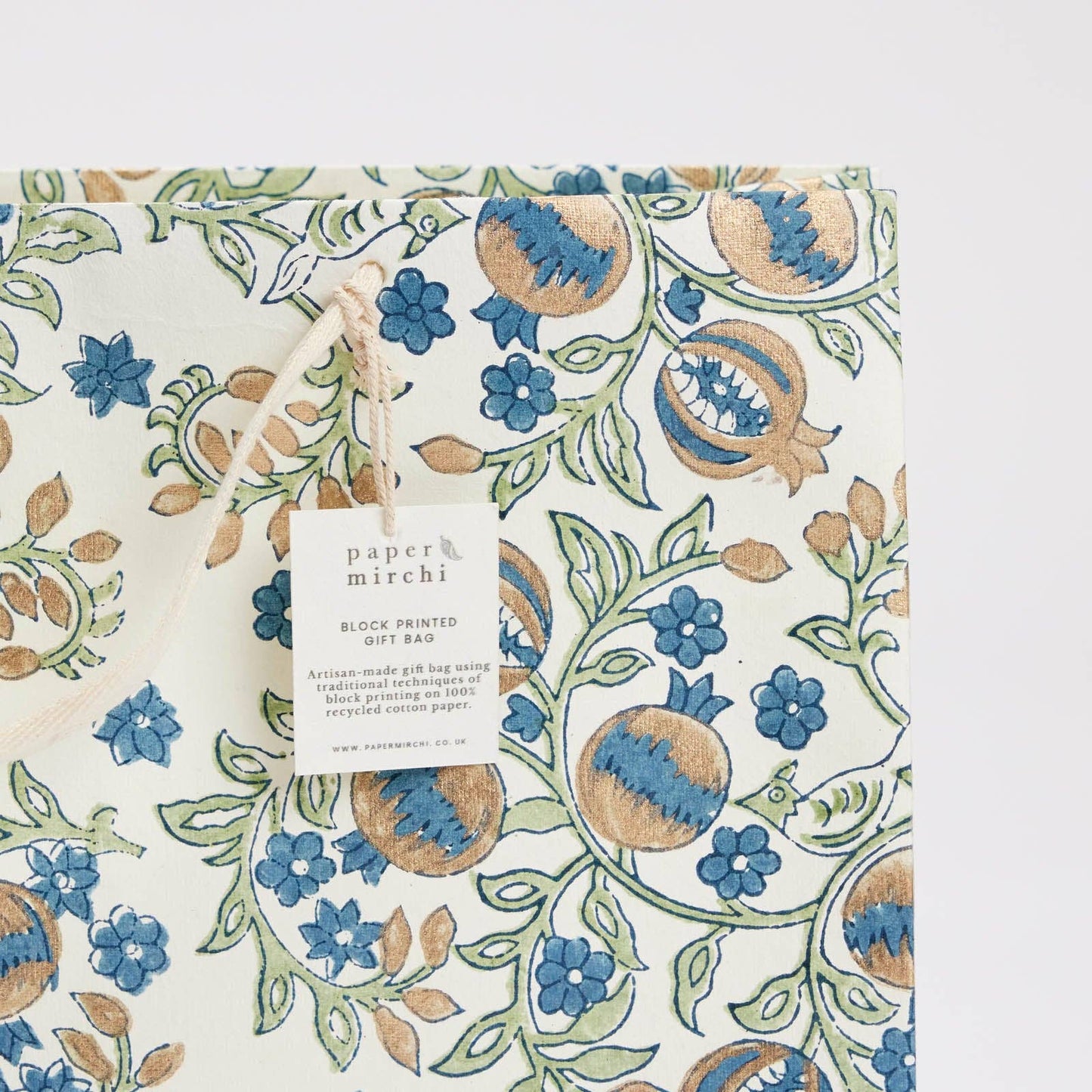 Block Printed Gift Bags (Large) - Indigo - Magnolia Lane co. Home + Garden + Gift